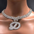14MM Custom Initial Letter Cuban Butterfly Pendant Necklace