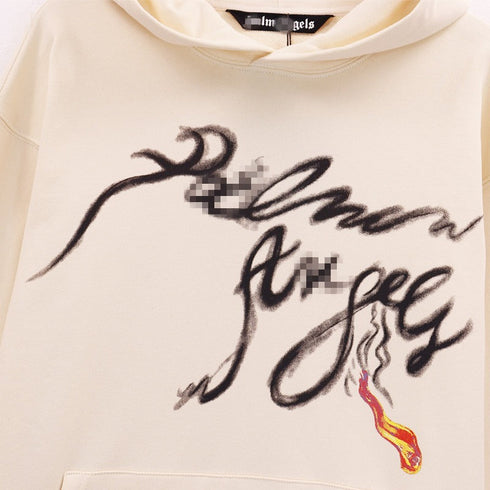 Palm Angels Hoodie Smoke Letter Flame Print Hooded Sweater