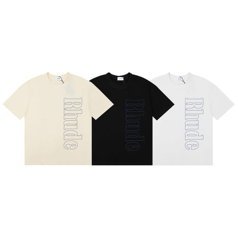 Rhude T-shirt Micro Label Letter Skull Print Short Sleeve T-shirt