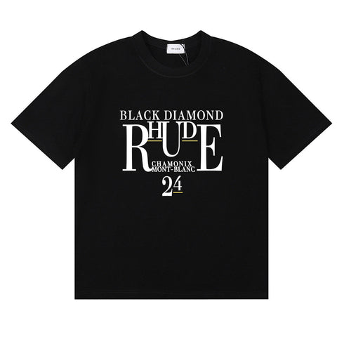 Rhude T-shirts Diamond Solid Color Letter Printing Cotton Casual Short Sleeve Men and Women