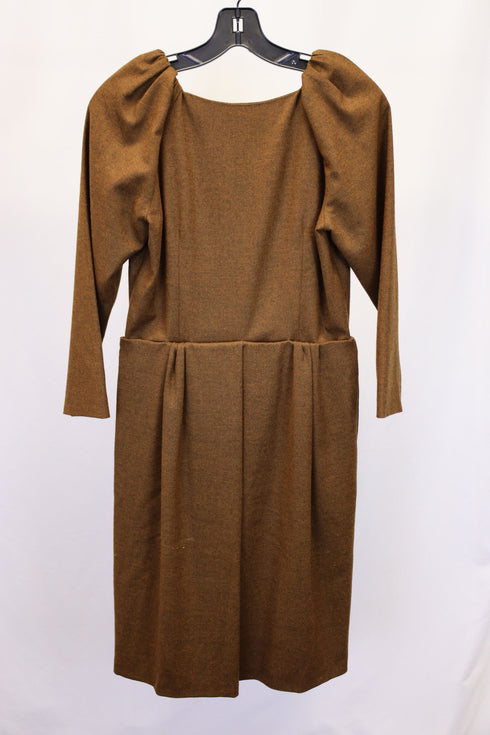 Women's Jil Sander Puff Sleeve Knee Length in Brown Wool