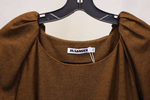 Women's Jil Sander Puff Sleeve Knee Length in Brown Wool