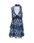 Women's Self-Portrait Sleeveless Ruffled Dress in Blue Polyester