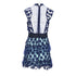 Women's Self-Portrait Sleeveless Ruffled Dress in Blue Polyester