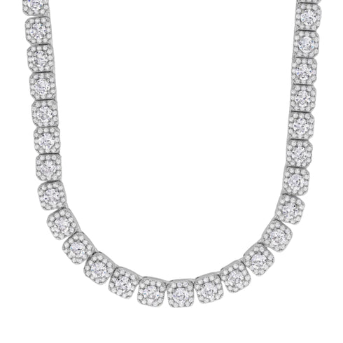 Clustered Tennis Chain (Silver) - 8mm