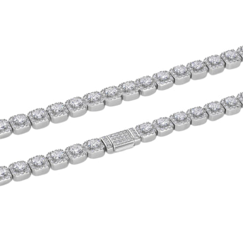 Clustered Tennis Chain (Silver) - 8mm