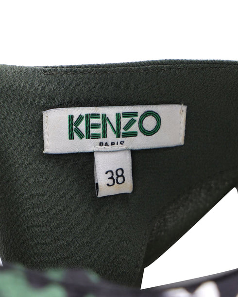 Women's Kenzo Printed T-Shirt in Green Silk