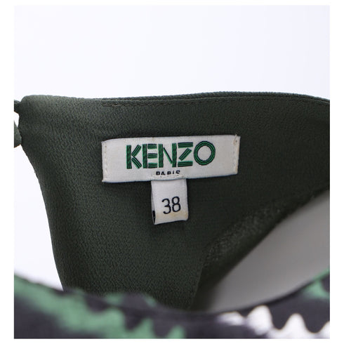 Women's Kenzo Printed T-Shirt in Green Silk