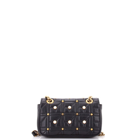 Pearly GG Marmont Flap Bag Embellished Matelasse Leather Mini