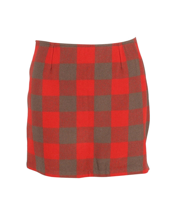 Women's A.P.C. Checkered Mini Skirt in Red Wool