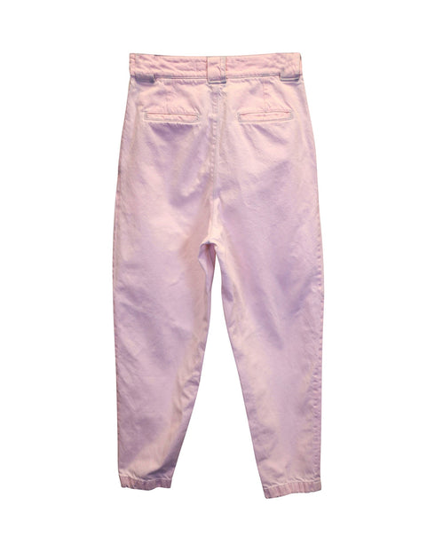 Women's Iro High-Waist Pleated Tapered Pants in Pink Cotton Denim