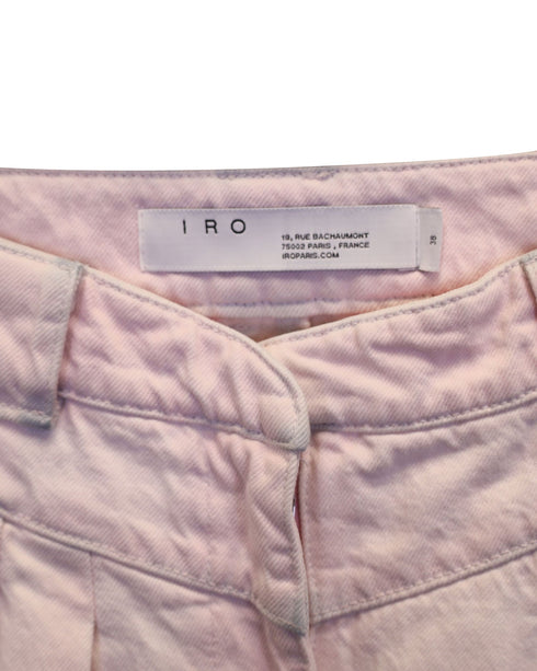 Women's Iro High-Waist Pleated Tapered Pants in Pink Cotton Denim