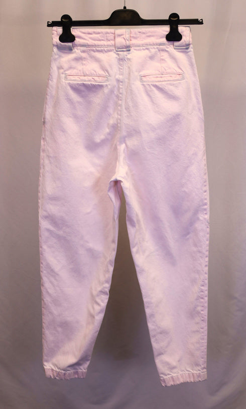 Women's Iro High-Waist Pleated Tapered Pants in Pink Cotton Denim