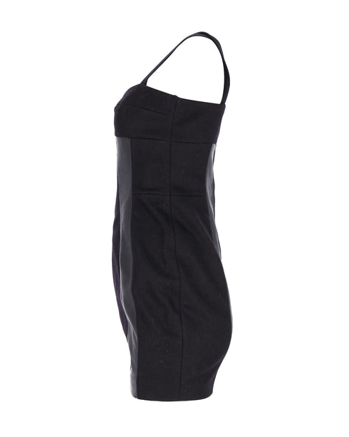 Women's Joseph Panel Corset Dress in Black Wool and Leather