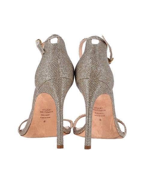 Women's Stuart Weitzman Nudist Sandals in Gold Synthetic
