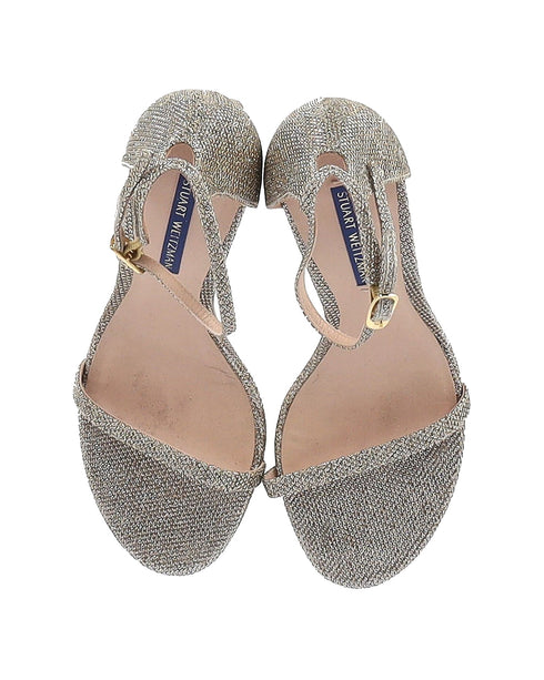 Women's Stuart Weitzman Nudist Sandals in Gold Synthetic