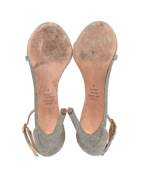 Women's Stuart Weitzman Nudist Sandals in Gold Synthetic