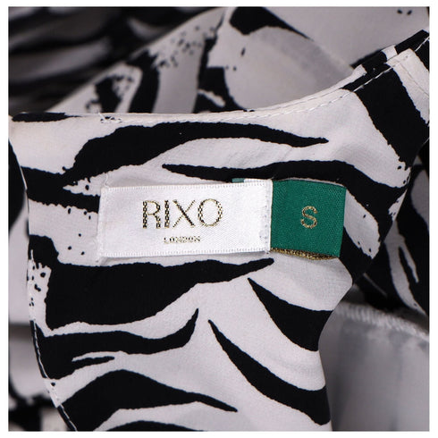 Women's Rixo Rose Open Back Ruffled Maxi Dress in Animal Print Silk