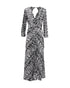 Women's Rixo Rose Open Back Ruffled Maxi Dress in Animal Print Silk