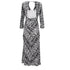 Women's Rixo Rose Open Back Ruffled Maxi Dress in Animal Print Silk