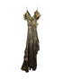Women's Peter Pilotto V-Neck Ruffled Dress in Gold Silk