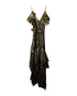 Women's Peter Pilotto V-Neck Ruffled Dress in Gold Silk