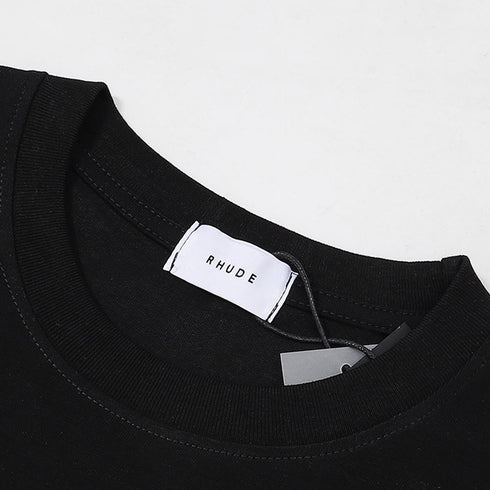 Rhude T-shirts Petrol Patch Racing Motor Cotton Casual Short Sleeve Men and Women