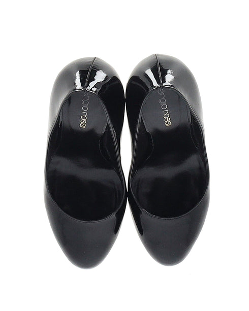 Women's Sergio Rossi High Heel Pumps in Black Patent Leather