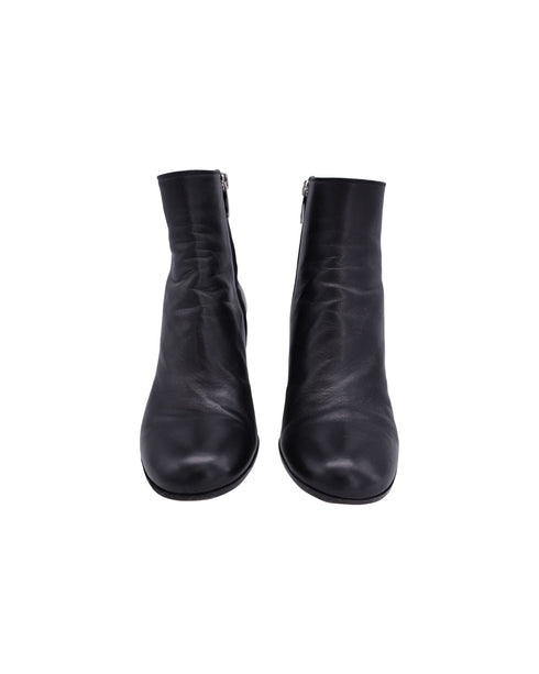 Women's Gianvito Rossi Black leather chunky heeled booties with side zip 35.5