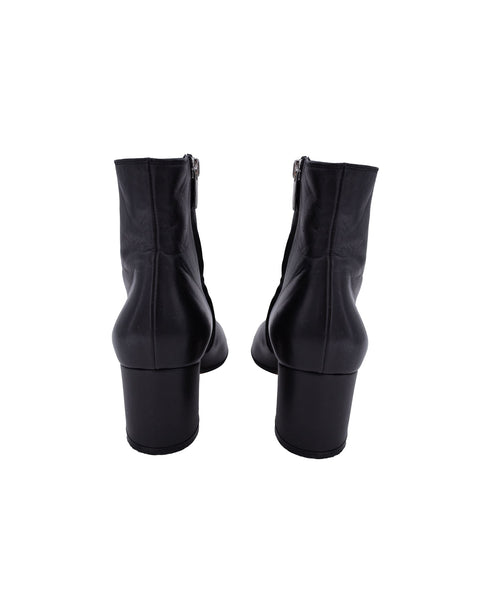 Women's Gianvito Rossi Black leather chunky heeled booties with side zip 35.5