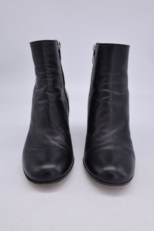 Women's Gianvito Rossi Black leather chunky heeled booties with side zip 35.5