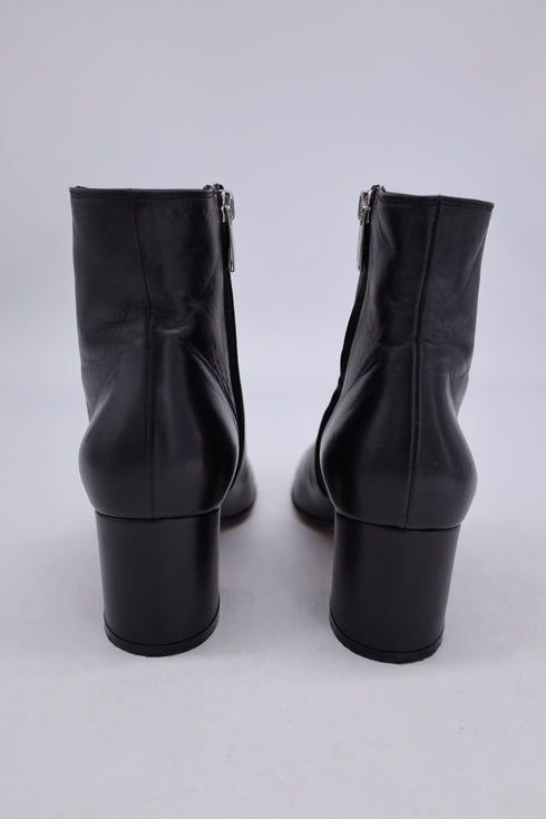 Women's Gianvito Rossi Black leather chunky heeled booties with side zip 35.5