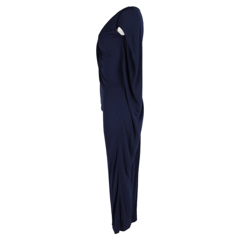 Women's Peter Pilotto Draped Sleeveless Gown in Navy Blue Cotton