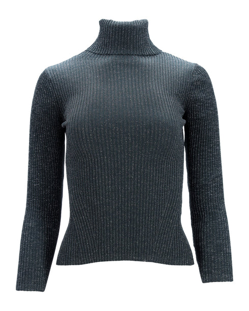 Women's Zimmermann Shimmering Turtleneck Top in Green Viscose