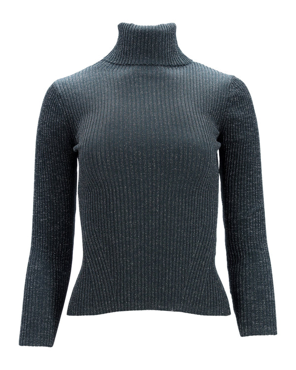 Women's Zimmermann Shimmering Turtleneck Top in Green Viscose