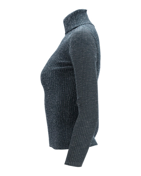 Women's Zimmermann Shimmering Turtleneck Top in Green Viscose