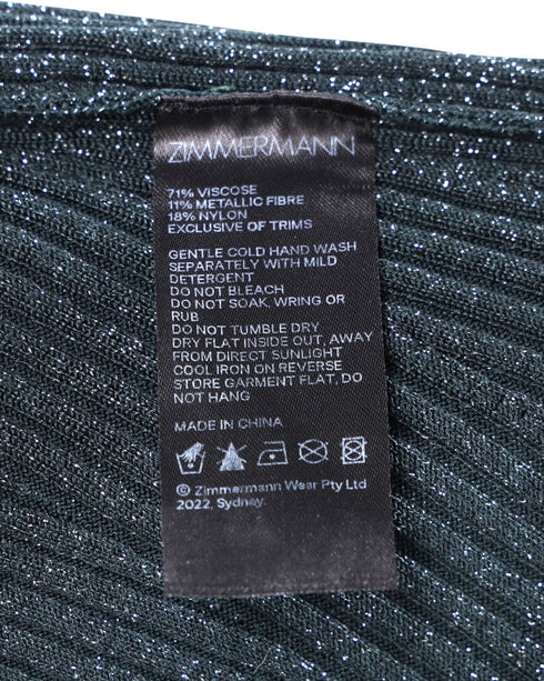 Women's Zimmermann Shimmering Turtleneck Top in Green Viscose