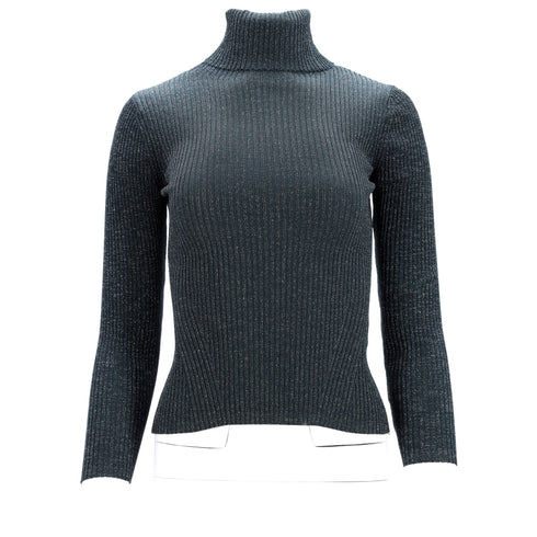 Women's Zimmermann Shimmering Turtleneck Top in Green Viscose