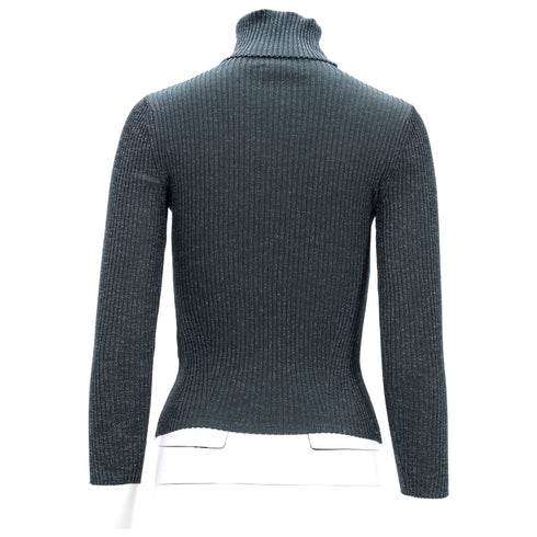 Women's Zimmermann Shimmering Turtleneck Top in Green Viscose
