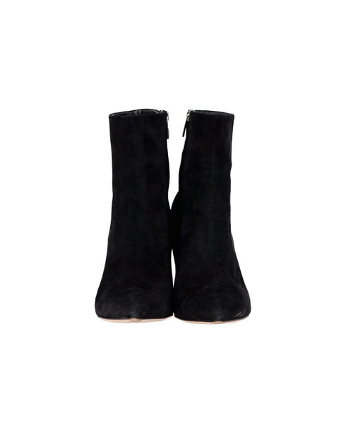 Women's Gianvito Rossi Pointed-Toe Ankle Boots in Black Suede