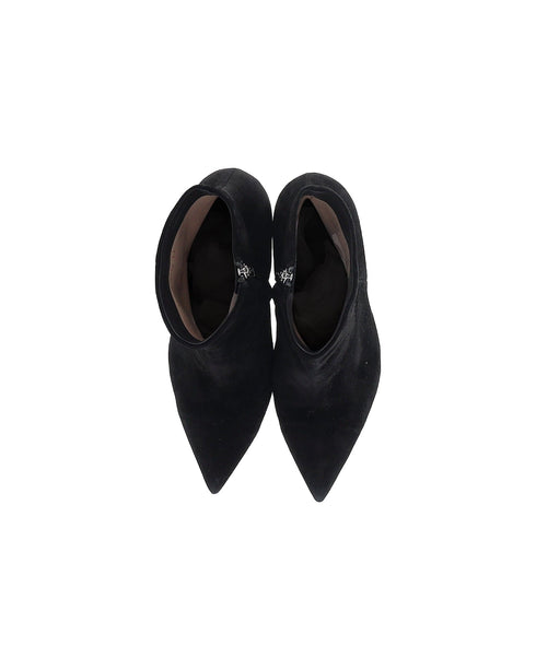 Women's Gianvito Rossi Pointed-Toe Ankle Boots in Black Suede