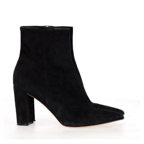 Women's Gianvito Rossi Pointed-Toe Ankle Boots in Black Suede