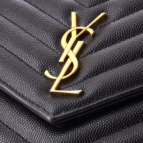 Classic Monogram Wallet on Chain Matelasse Chevron Leather Small