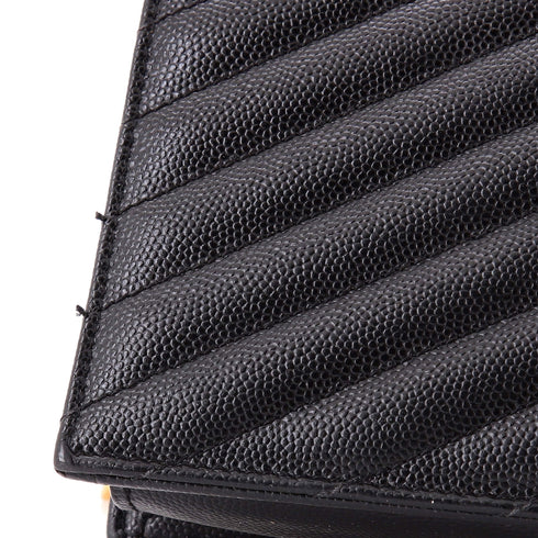 Classic Monogram Wallet on Chain Matelasse Chevron Leather Small