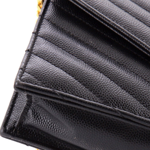 Classic Monogram Wallet on Chain Matelasse Chevron Leather Small