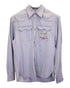 Men's Kenzo Logo Embroidered Denim Shirt in Light Blue Cotton