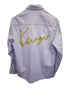 Men's Kenzo Logo Embroidered Denim Shirt in Light Blue Cotton