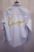 Men's Kenzo Logo Embroidered Denim Shirt in Light Blue Cotton