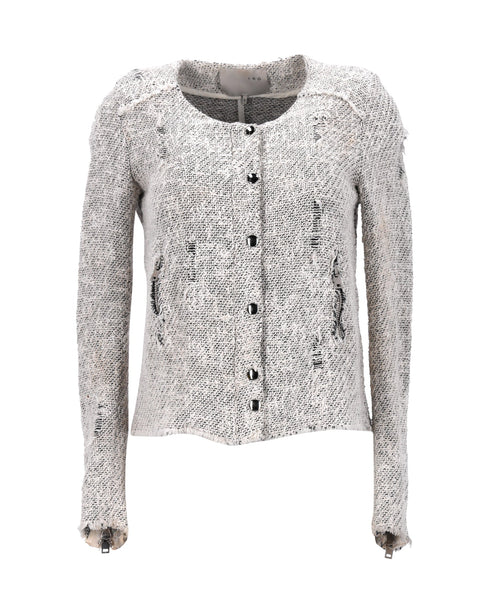Women's IRO Distressed Jacket in Grey Cotton