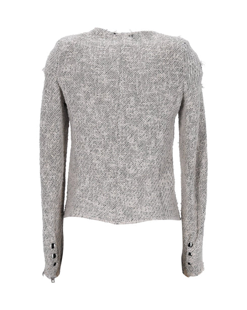 Women's IRO Distressed Jacket in Grey Cotton